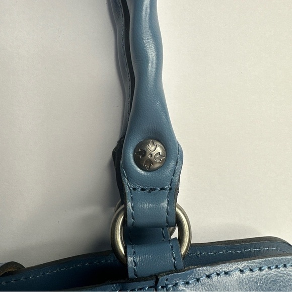 Patricia Nash Safflower Blue Leather Satchel Rienzo Italian Pheasant New - Picture 9 of 14